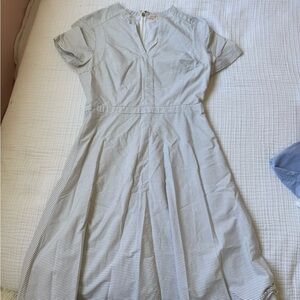 Tory Burch White Striped Midi Dress